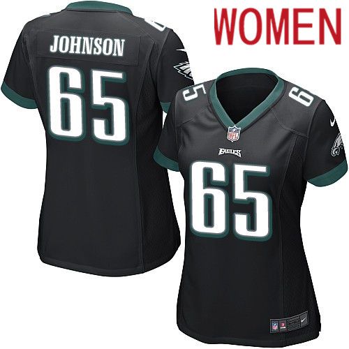 Women Philadelphia Eagles #65 Lane Johnson Nike Black Game NFL Jersey